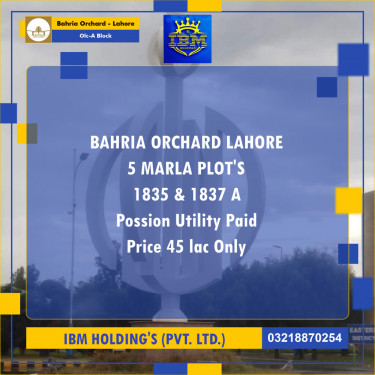 5 Marla Residential Plot for Sale in OLC-A Block -  Bahria Orchard, Lahore - (BP-357293)