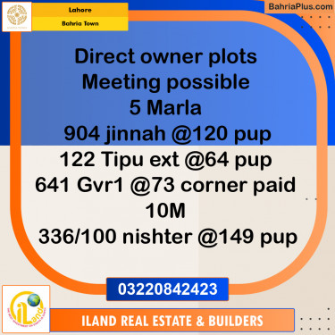 Residential Plot for Sale in Bahria Town, Lahore - (BP-357303)
