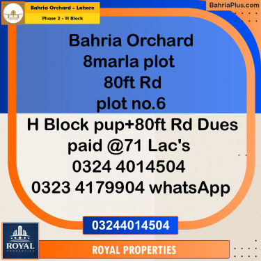 Residential Plot for Sale in Phase 2 - H Block -  Bahria Orchard, Lahore - (BP-357319)