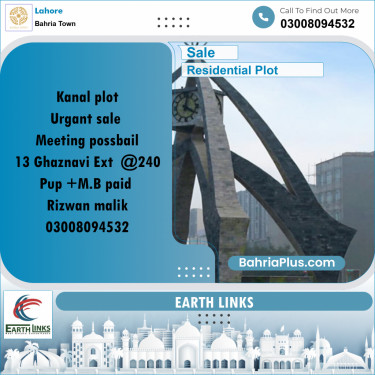 1 Kanal Residential Plot for Sale in Bahria Town, Lahore - (BP-357344)