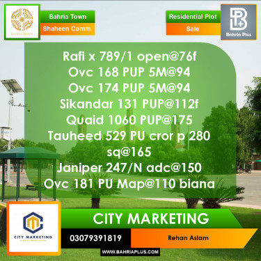 Residential Plot for Sale in Shaheen Commercial -  Bahria Town, Lahore - (BP-357474)