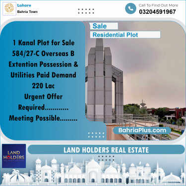 Residential Plot for Sale in Bahria Town, Lahore - (BP-357526)