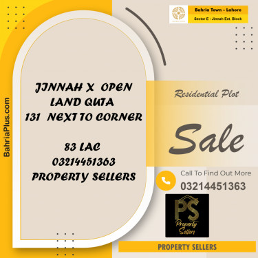 5 Marla Residential Plot for Sale in Sector E - Jinnah Ext. Block -  Bahria Town, Lahore - (BP-357543)
