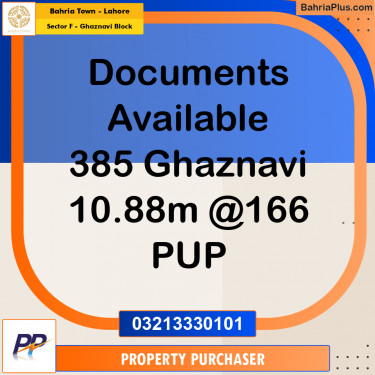 11 Marla Residential Plot for Sale in Sector F - Ghaznavi Block -  Bahria Town, Lahore - (BP-357580)