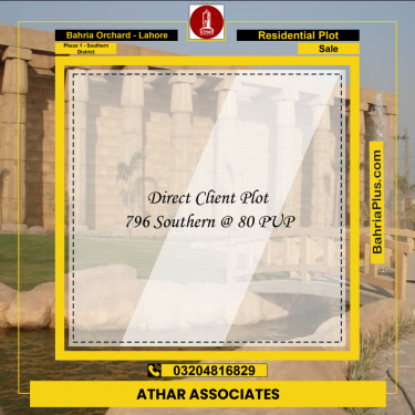 8 Marla Residential Plot for Sale in Phase 1 - Southern District -  Bahria Orchard, Lahore - (BP-357606)