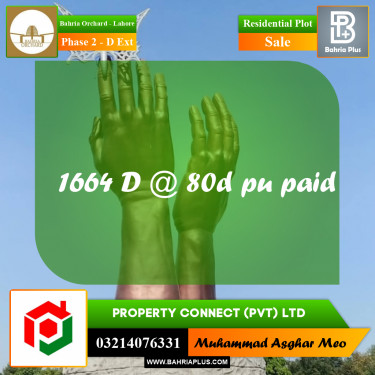 8 Marla Residential Plot for Sale in Phase 2 - D Ext -  Bahria Orchard, Lahore - (BP-357607)