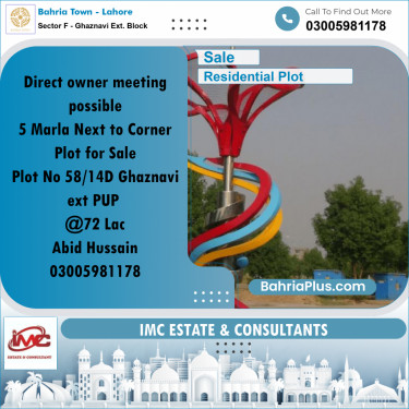5 Marla Residential Plot for Sale in Sector F - Ghaznavi Ext. Block -  Bahria Town, Lahore - (BP-357654)