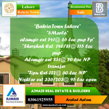 Residential Plot for Sale in Bahria Town, Lahore - (BP-357663)