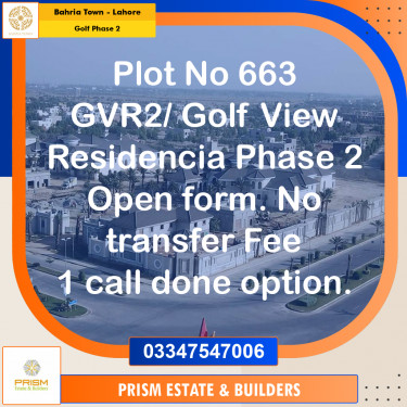 10 Marla Residential Plot for Sale in Golf Phase 2 -  Bahria Town, Lahore - (BP-357673)