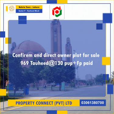 10 Marla Residential Plot for Sale in Sector F - Tauheed Block -  Bahria Town, Lahore - (BP-357704)