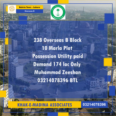 10 Marla Residential Plot for Sale in Overseas B -  Bahria Town, Lahore - (BP-357794)