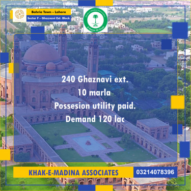 10 Marla Residential Plot for Sale in Sector F - Ghaznavi Ext. Block -  Bahria Town, Lahore - (BP-357815)