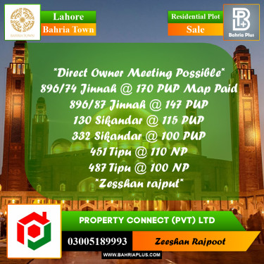 Residential Plot for Sale in Bahria Town, Lahore - (BP-357822)
