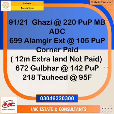 Residential Plot for Sale in Bahria Town, Lahore - (BP-357842)