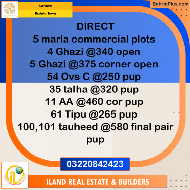 Residential Plot for Sale in Bahria Town, Lahore - (BP-357859)