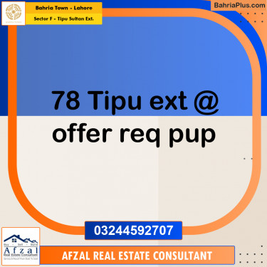5 Marla Residential Plot for Sale in Sector F - Tipu Sultan Ext. -  Bahria Town, Lahore - (BP-358009)