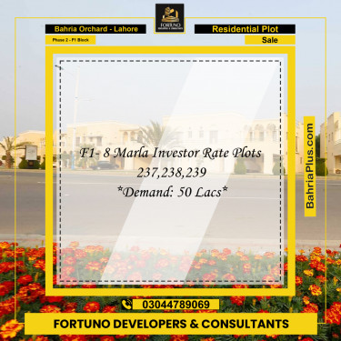 8 Marla Residential Plot for Sale in Phase 2 - F1 Block -  Bahria Orchard, Lahore - (BP-358075)