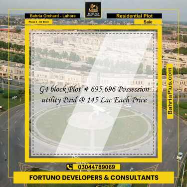 1 Kanal Residential Plot for Sale in Phase 4 - G4 Block -  Bahria Orchard, Lahore - (BP-358076)
