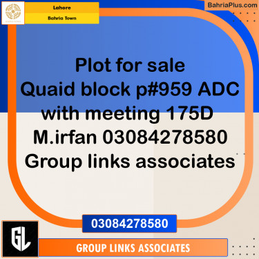 Residential Plot for Sale in Bahria Town, Lahore - (BP-358086)