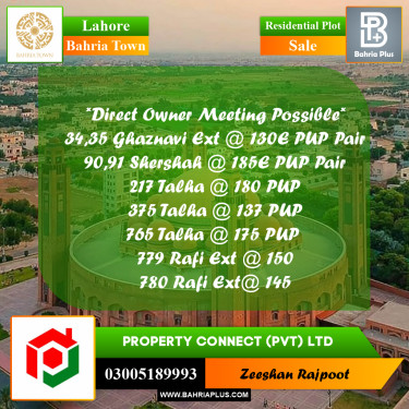Residential Plot for Sale in Bahria Town, Lahore - (BP-358090)