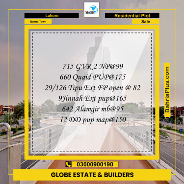 Residential Plot for Sale in Bahria Town, Lahore - (BP-358102)