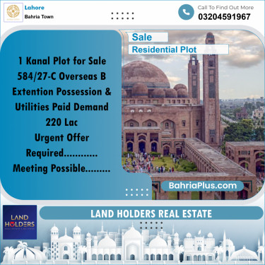Residential Plot for Sale in Bahria Town, Lahore - (BP-358107)