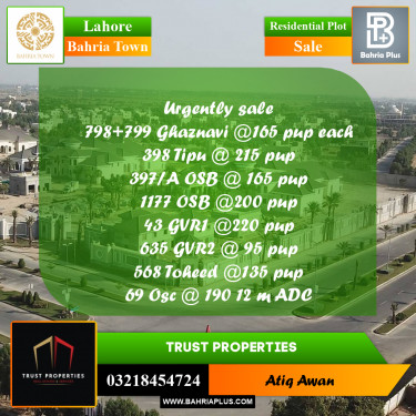 Residential Plot for Sale in Bahria Town, Lahore - (BP-358113)