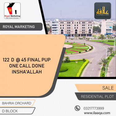 5 Marla Residential Plot for Sale in Phase 2 - D Block -  Bahria Orchard, Lahore - (BP-358148)