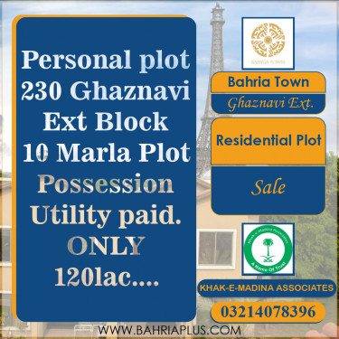 10 Marla Residential Plot for Sale in Sector F - Ghaznavi Ext. Block -  Bahria Town, Lahore - (BP-358169)