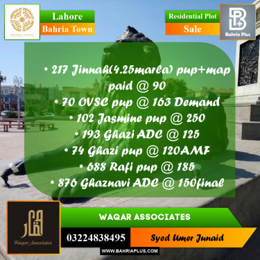 Residential Plot for Sale in Bahria Town, Lahore - (BP-358257)