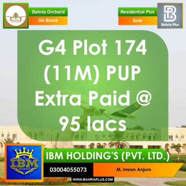 10 Marla Residential Plot for Sale in Phase 4 - G4 Block -  Bahria Orchard, Lahore - (BP-358544)