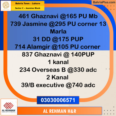 13 Marla Residential Plot for Sale in Sector C - Jasmine Block -  Bahria Town, Lahore - (BP-358550)