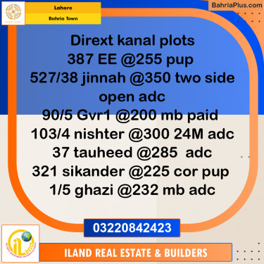 Residential Plot for Sale in Bahria Town, Lahore - (BP-358569)