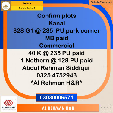 1 Kanal Residential Plot for Sale in Bahria Orchard, Lahore - (BP-358617)