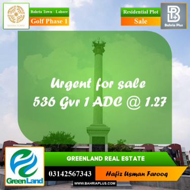 10 Marla Residential Plot for Sale in Golf Phase 1 -  Bahria Town, Lahore - (BP-358624)