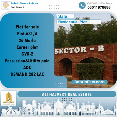 26 Marla Residential Plot for Sale in Golf Phase 2 -  Bahria Town, Lahore - (BP-358648)