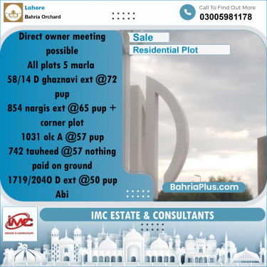 Residential Plot for Sale in Bahria Orchard, Lahore - (BP-358654)