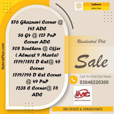 Residential Plot for Sale in Bahria Town, Lahore - (BP-358969)