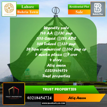 Residential Plot for Sale in Bahria Town, Lahore - (BP-358979)