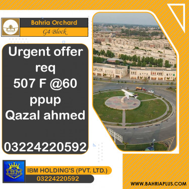 8 Marla Residential Plot for Sale in Phase 4 - G4 Block -  Bahria Orchard, Lahore - (BP-358988)