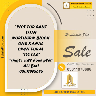 1 Kanal Residential Plot for Sale in Phase 1 - Northern District -  Bahria Orchard, Lahore - (BP-359007)