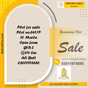 10 Marla Residential Plot for Sale in Golf Phase 2 -  Bahria Town, Lahore - (BP-359015)