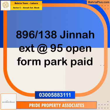 5 Marla Residential Plot for Sale in Sector E - Jinnah Ext. Block -  Bahria Town, Lahore - (BP-359063)