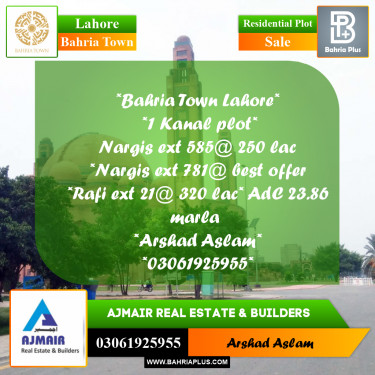 Residential Plot for Sale in Bahria Town, Lahore - (BP-359077)