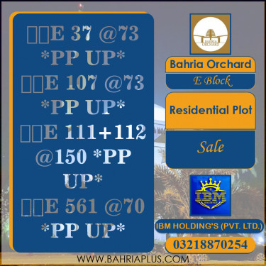 8 Marla Residential Plot for Sale in Phase 2 - E Block -  Bahria Orchard, Lahore - (BP-359098)