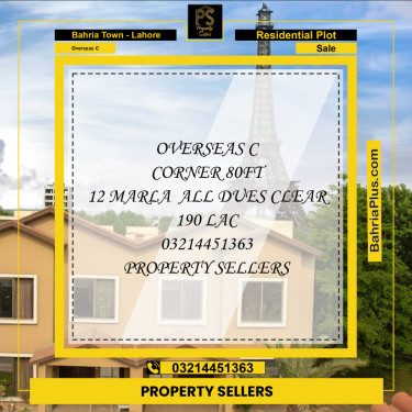 12 Marla Residential Plot for Sale in Overseas C -  Bahria Town, Lahore - (BP-359293)