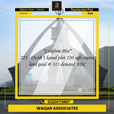 1 Kanal Residential Plot for Sale in Overseas B -  Bahria Town, Lahore - (BP-359295)