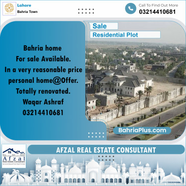 Residential Plot for Sale in Bahria Town, Lahore - (BP-359312)