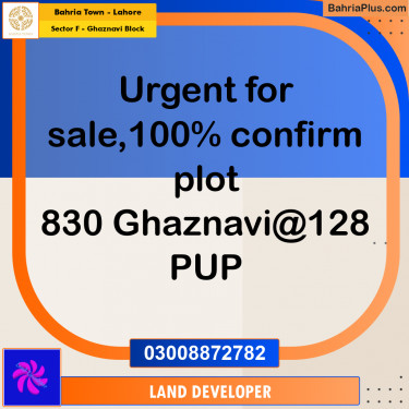 10 Marla Residential Plot for Sale in Sector F - Ghaznavi Block -  Bahria Town, Lahore - (BP-359392)