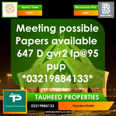 10 Marla Residential Plot for Sale in Golf Phase 2 -  Bahria Town, Lahore - (BP-359398)